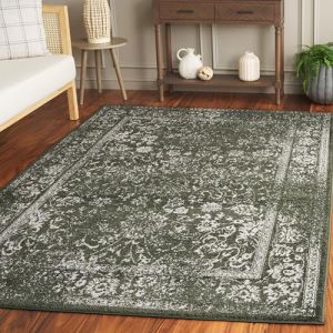 Safavieh Tapis de Sol Vieilli pour Salon, Salle à Manger, Chambre à Coucher - Adirondack Collection, Tapis à Poil Court, Vert et Ivoire, 183 X 274 Cm