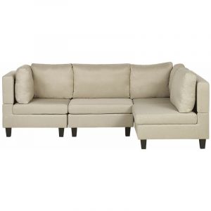 Image de Beliani Canapé angle modulable 4 places en tissu beige FEVIK