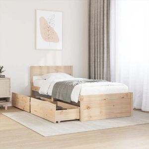 VidaXL Cadre de lit avec tiroirs 90x200 cm bois de pin massif, meuble de chambre à coucher, sommier, lit en bois, lit, lit simple, lit de rangement