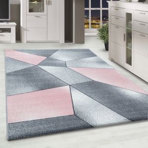 Homebyhome Tapis de salon design moderne &agrave; poils courts Rose Tapis 160x230 cm design abstrait tapis de d&eacute;coration