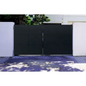 Casanoov - Portail acier battant 3,5m nali H.180cm noir mat