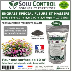 Tout Pour Les Nuisibles - 500 g - Engrais Spécial Fleurs et Massifs NPK 5-5-10