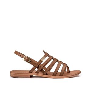 Les Tropéziennes par M. Belarbi Sandales en cuir talon plat Miel - Taille 36;37;38;39;40;41;35