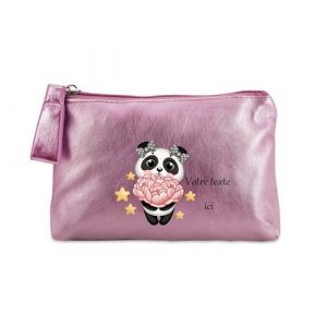 Porte monnaie Taperso personnalisable rose motif panda et etoile