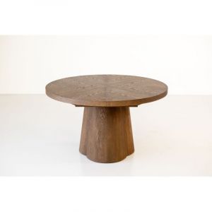 Bobochic Table à manger ronde extensible 130 à 180 cm sugiton placage chêne massif Marron foncé