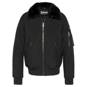 Schott NYC Blouson Col Fourrure Airlines Noir-Noir