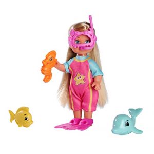 Simba Toys Steffi Love Sea Fun 105733565 Poupée en Combinaison de plongée avec Palmes et Lunettes de plongée en Forme de Crabe, avec Amis de la mer, 12 cm, à partir de 3 Ans