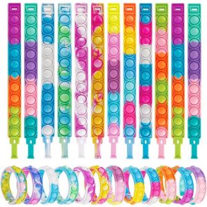 Partizzle 24x Fidget Toys Pop It Bracelets Kit - Bracelets à distribuer - Cadeaux de fin d'études - Pour les enfants et les tout-petits