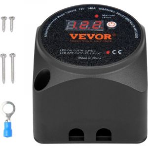 VEVOR Isolateur de batterie double, 12 V 140 A, relais sensible à la tension VSR avec écran LCD, modes manuel et automatique pour ATV, UTV, camping-car tout-terrain, caravane, camion, bateau, yacht