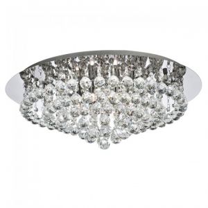 Searchlight Plafonnier 8 ampoules Hanna hauteur 21 cm, en chrome et cristal
