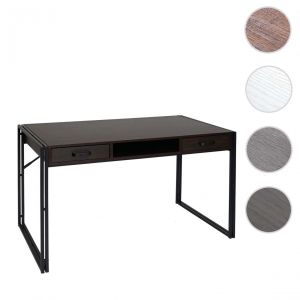 Mendler Bureau HWC-A27, bureau informatique, 122x70cm 3D-structure ~ brun foncé