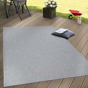 Paco Home - Int&eacute;rieur & Ext&eacute;rieur Tissage &agrave; Plat Tapis Terrasses Tapis Look Naturel En Gris 160x220 cm