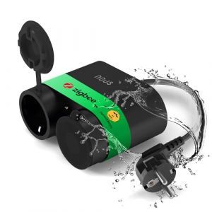 Image de Nous ZigBee Extérieure Double Prise Connectée Zigbee Étanche avec Minuterie A4Z, Compteur Electrique Consommation Connecteur électrique, IP44, Compatible Alexa, Google Home