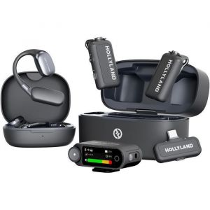 Hollyland Lark MAX 2 : Microphone Lavalier Sans Fil avec Annulation de Bruit AI, Audio 32-bit et Transmission 340m (Combo 2TX + 2RX + &Eacute;tui de Charge)