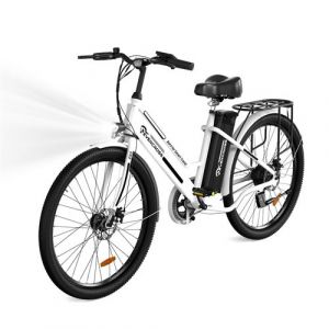 EVERCROSS Vélo Electrique léger 26" Batterie Amovible 350W 25km/h 3 Niveaux de vitesse Hauteur Réglable Adulte Blanc
