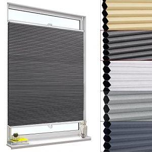 Store plissé nid d'abeille.75x120cm sans perçage.Antisolaire avec Feuille d'aluminium intégrée.Blanc+Gris foncé - Woltu