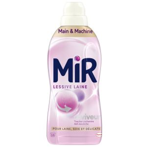 Mir Lessive Liquide - Lessive Laine - Main & Machine - Raviveur - Formule Unique 3en1 - Douceur - Fibres - Tenue - Toucher Cache - Anti-Bouloche - Pour Laine - Soie - Délicats - 13 Lavages