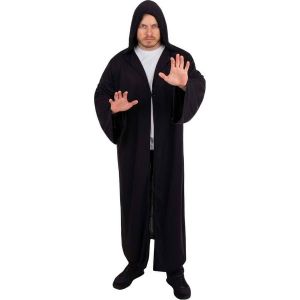 Ruedelafete Cape noire de sorcier &agrave; capuche adulte taille S/M