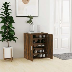 Image de VidaXL Meuble à chaussures Chêne fumé 60x35x70 cm Bois d'ingénierie - Brun