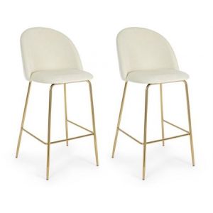 BIZZOTTO SALON Tabouret de bar 2 Tabourets Bar Carry Velours Blanc