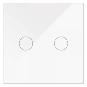 WESA – Interrupteur tactile double en verre blanc et encastrable. Boîtier en verre avec écran tactile, avec matériel de montage et indicateur LED