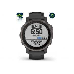 Garmin Montre gps fenix 6s sapphire carbon gray dlc avec bracelet noir