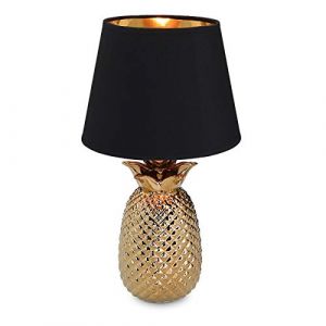 Navaris Lampe LED Forme Ananas - Lampe de Chevet et Veilleuse Design 40 cm en Forme d'Ananas - Lampe de Table Décorative Salon Chambre - Or/Noir