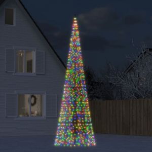 vidaXL Arbre de Noël lumineux sur mât de drapeau 1534 LED coloré 500cm