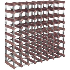Décoshop26 Casier range bouteilles étagère de rangement vin pour 72 bouteilles en bois pin marron et acier DEC024338