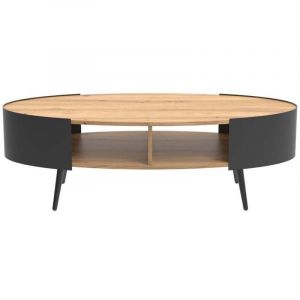 Calicosy Table basse ovale avec flancs en m&eacute;tal noir L120 cm EKLO