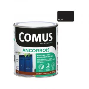 Image de Comus Ancorbois noir 1L - Peinture de protection et de décoration microporeuse 2 en 1 bois - noir