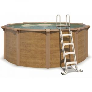 Trigano Piscine hors sol acier ronde ø 3,65 x 1,32 m aspect bois osmose