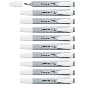 Stabilo Lot de 10 Surligneurs Swing Cool Pointe Biseau Pastel Gris soie