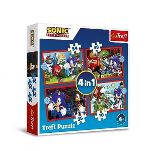Trefl The Hedgehog, Les Aventures 1, 35 à 70 éléments-Puzzles colorés avec Les Personnages du Jeu Sonic, différents Niveaux de difficulté, pour Les Enfants à partir de 4 Ans, 34625, Multicoloured
