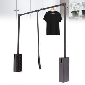 Elevateur Barre de Penderie Escamotable Tringle Relevable, Rabattable pour Armoire Barre porte-manteau Réglable pour Placard (Noir - 830-1150mm)