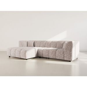 Curtis - canap&eacute; d'angle gauche 4 places avec accoudoir en tissu textur&eacute; - taupe