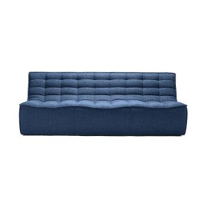 Ethnicraft Canapé droit N701 / 3 places - L 210 cm / Tissu bleu en tissu