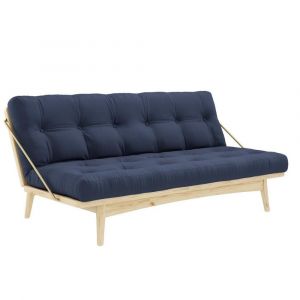 Inside75 Banquette futon folk en pin massif coloris marine couchage 130 x 190 cm. - bleu