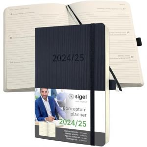 Sigel C2506 Agenda semainier 2024/2025, A5, couverture souple, noir - Conceptum