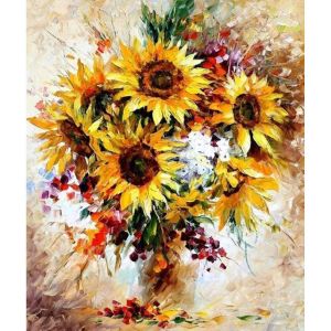 Figured'Art Peinture par Num&eacute;ro Adulte avec Cadre Jolis Tournesols - Activit&eacute; Manuelle Kit de Loisir Cr&eacute;atif DIY Num&eacute;ro d'Art Complet - 40x50cm toile tendue sur ch&acirc;ssis