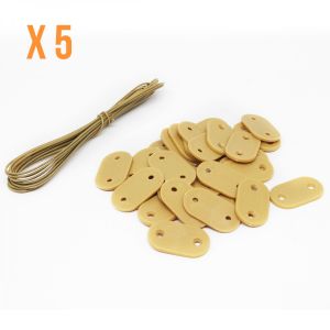 Linxor Lot de 5 kits de fixation pour brise vue, canisse anti-UV - 30 plaquettes + 4.20 m de fil - Beige