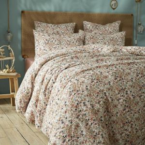 Terre de Nuit Parure de lit gaze de coton imprim&eacute; floral 140x200 rose - Rose