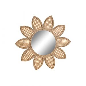 DKD Home Decor Miroir Mural Verre Naturel Marron Bambou Tropical 60 x 2 x 60 cm Soleil