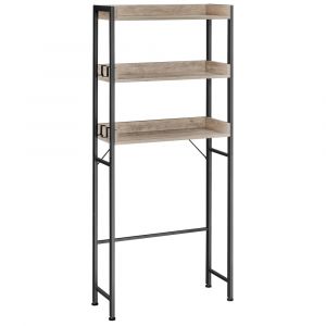 Étagère De Toilettes, Étagère Wc, À 3 Niveaux, 63 X 25 X 165 Cm, Style Industriel, Grège Et Noir