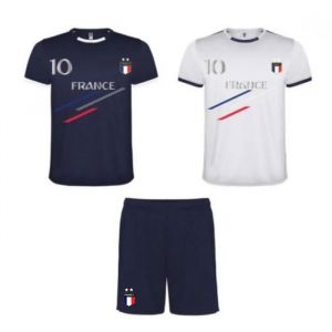 Ensemble Football Homme – Short Bleu Marine Et Lot De 2 Tee-Shirts France (Taille Xxl,Couleur Bleu)