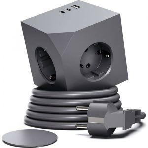 Cube Prise Multiple magn&eacute;tique 6 en 1, 3 Prises AC + 2 USB-C