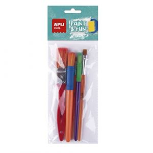 APLI Kids Paint & Fun Pack de 5 Pinceaux - Tailles et Couleurs Assorties