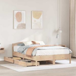 VidaXL Cadre de lit avec tête de lit 160x200 cm bois de pin massif, meuble de chambre à coucher, sommier, lit en bois, lit, lit double