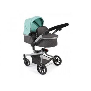Bayer Chic Poussette landau design gris menthe pour poupee - combi pliable reglable 46 a 82 cm - 71x42x81cm - accessoire poupon - jouet fille garcon