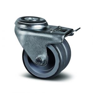 Roulette pivotante double galet - blocage total - fixation &oelig;il - Agila Twin